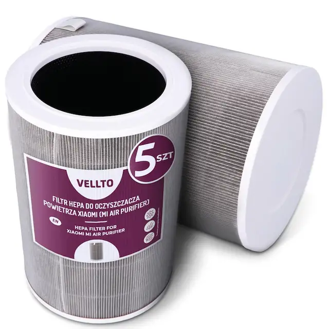 Set 5 filtre HEPA H13 Vellto pentru purificator de aer, negru, dimensiuni 11, 42x7, 87x7, 87cm
