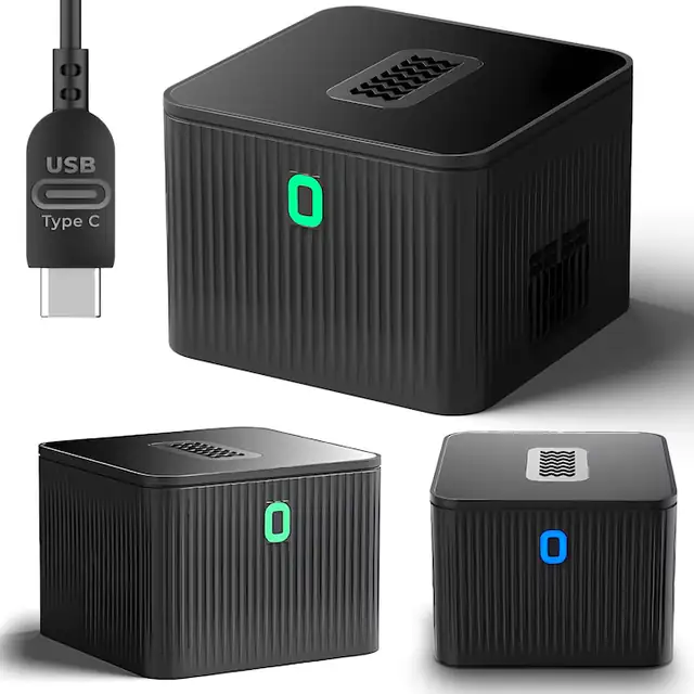 Ionizator de Aer Purificator Portabil Airwoods AS-ION01, 120 milioane ioni negativi, USB-C, acumulator 3500mAh, autonomie 11 ore, compact, pentru birou, casa, dormitor, calatorii