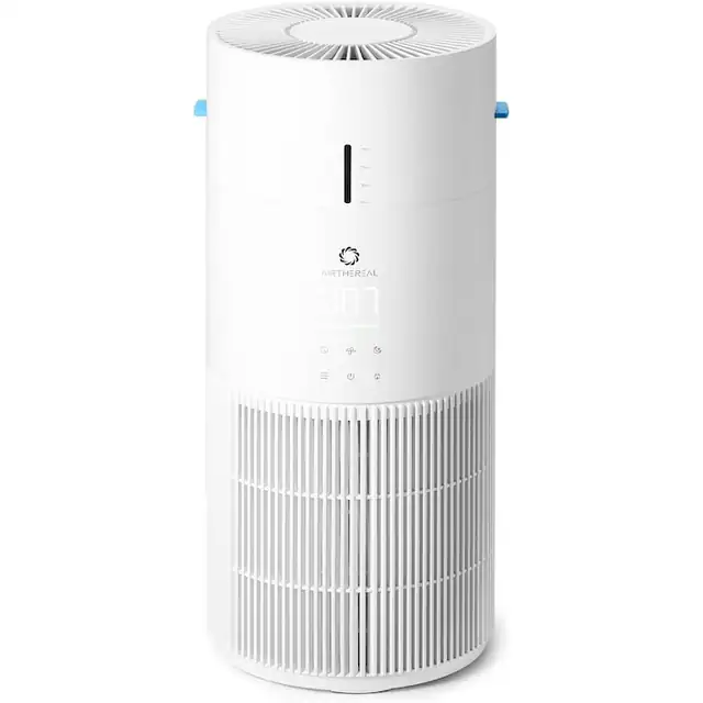 Purificator de aer si umidificator 2‑in‑1 Airthereal AEH300, pentru incaperi de pana la 125 m², cu sistem de filtrare in 3 etape, afisaj al calitatii aerului, mod Sleep si umidificator evaporativ cu monitorizare automata a umiditatii