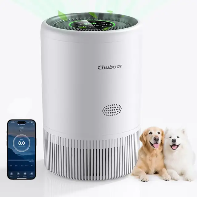 Purificator Aer HEPA 4 Etape, CADR 185 m³/h, pentru 80 m², 25 dB, Display Calitate Aer, Mod Auto & Control App, Ideal pentru Alergii si Par de Animale