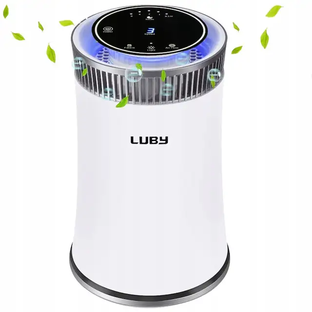 Purificator de aer Luby, KJ150F-C01, alb, 22x22x33.8cm, 5 viteze, timer 8 ore