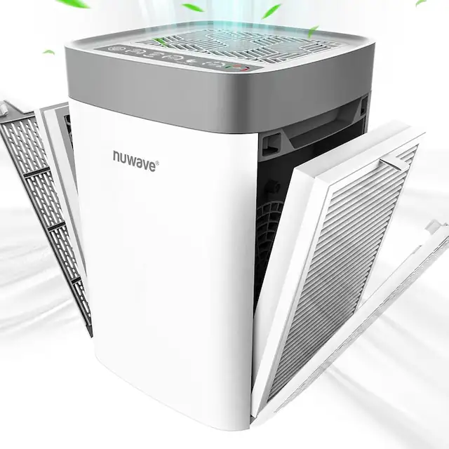 Nuwave Purificator de Aer Portabil cu H13 True HEPA si Filtru de Carbon, Filtrare Duala 3 Trepte, pana la 1130 m², Elimina 99, 97% Praf, Polen, Fum si Alergeni de la Animale