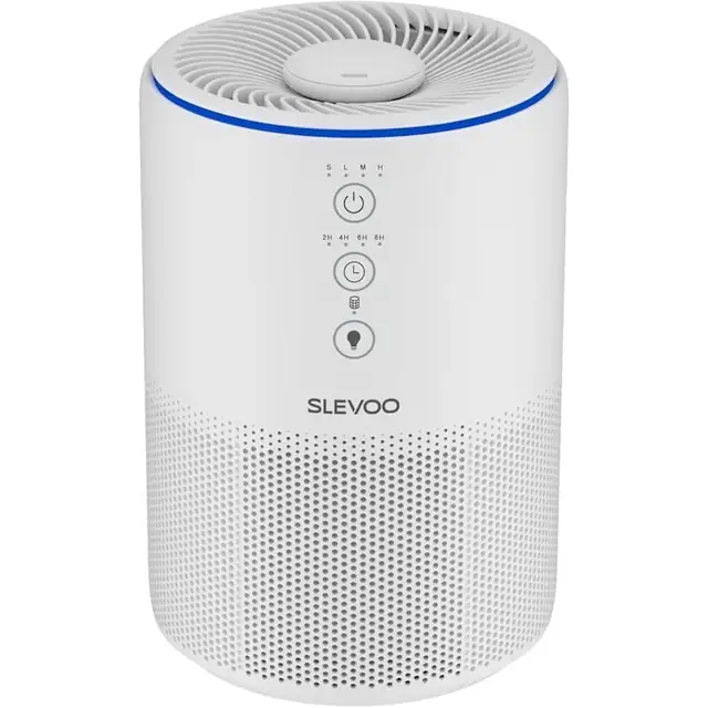 Purificator Aer Slevoo 03 Pro Max Alb, Filtru HEPA H13 3-in-1, CADR 200 m³/h, pentru Alergii si Par Animale, 40 m², Silentios 22 dB, Timer, Aromaterapie