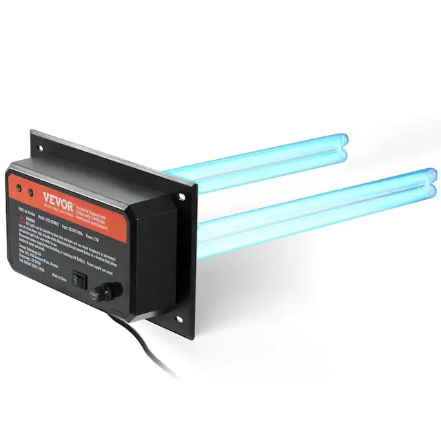 Purificator de aer HVAC VEVOR, 72W, 2 becuri de schimb, negru, 10.16x6.14x19.61in