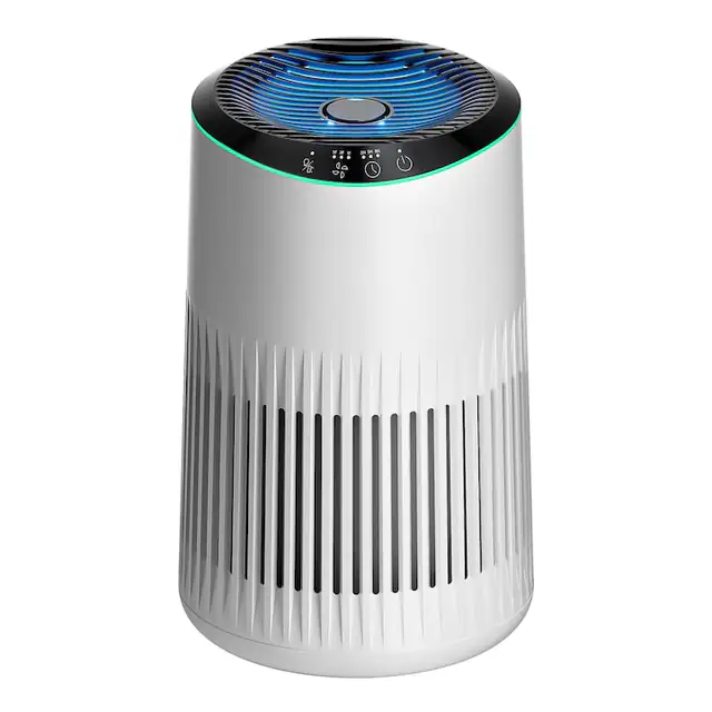 Purificator de aer MERONTE pentru casa dormitor cu filtru in 3 trepte, purificator de aer pentru persoane alergice pentru dormitor, birou, camera de fumatori, purificator de aer, silentios 22 dB cu aroma, 1 pachet + 3 moduri