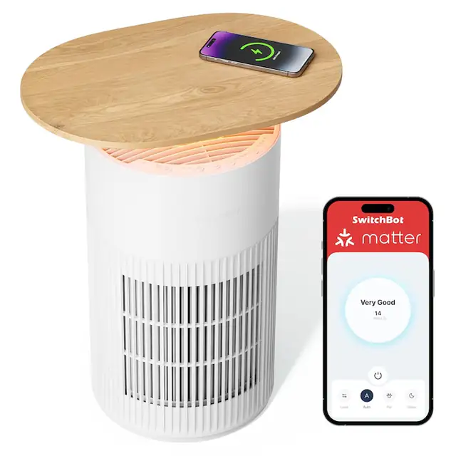 Purificator de aer SwitchBot cu control prin aplicatie si lumina de noapte, CADR 400m3/h pana la 83m2 camere, filtrul HEPA elimina 99, 97% polen de praf de mucegai