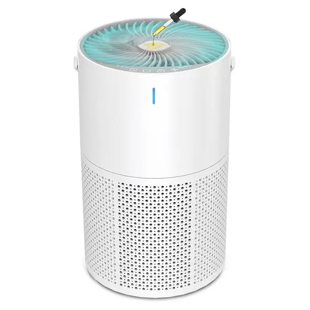 Purificator de aer Focenat cu aromoterapie, purificator de aer, purificator de aer inteligent pentru persoane alergice, cu HEPA, 3 viteze, cu aroma, timer, mod sleep, pentru casa, dormitor, birou
