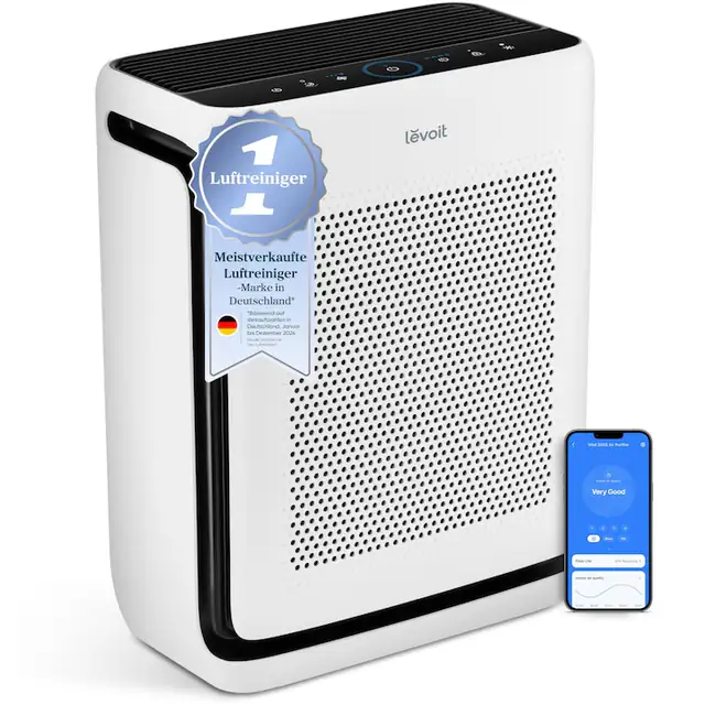 Purificator de aer LEVOIT pentru persoanele alergice cu modul animal, pana la 108 m2 apartament camera pentru fumat, senzor dublu si prefiltru lavabil, filtru de aer HEPA impotriva a 99, 97% din par si mirosuri animale, mucegai, polen, praf