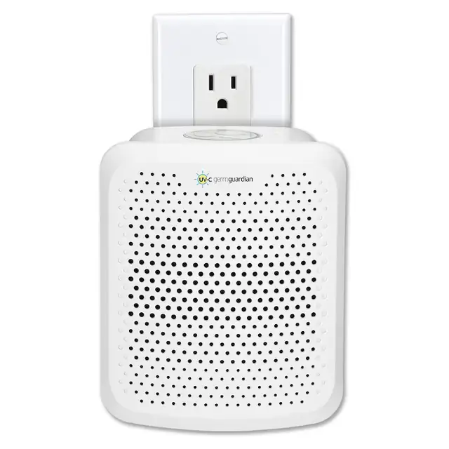 Purificator de aer conectabil GermGuardian AC225W cu lumina UV-C si lumina de noapte, reduce mucegaiul si germenii din aer, tampon pentru aromoterapie cu ulei esential pentru eliminarea mirosurilor, priza de 7 inchi