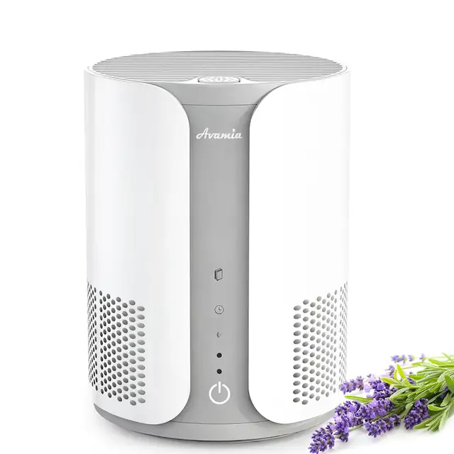 Purificator de aer Avamia cu filtru H13 HEPA Difuzor de aromaterapie, 3 nivele de viteza, filtru de aer silentios de 22 dB pentru indepartarea fumului, polenului, parului de animale si matreata, alb