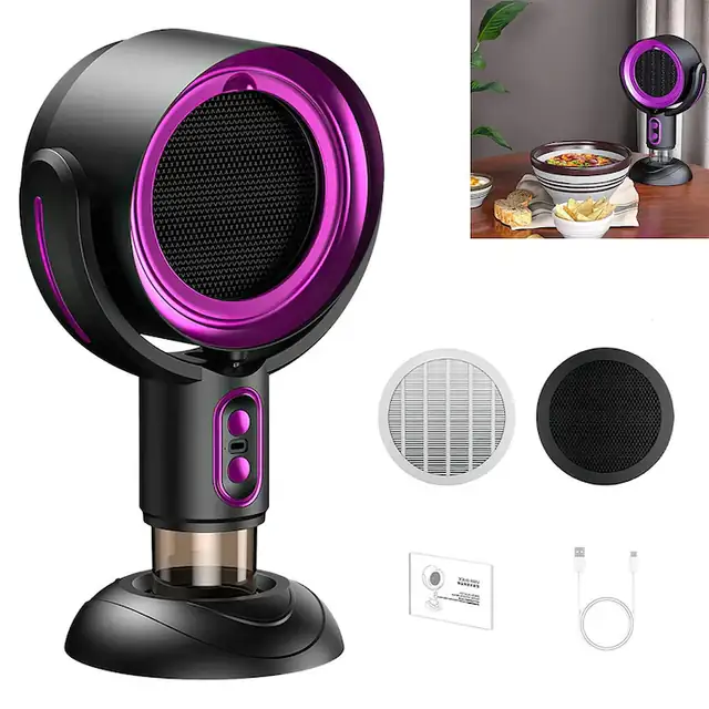 Purificator de aer, mini hota portabila, purificator de aer portabil pentru fum, separare a fumului de ulei, detasabil si lavabil, dezodorizant, violet