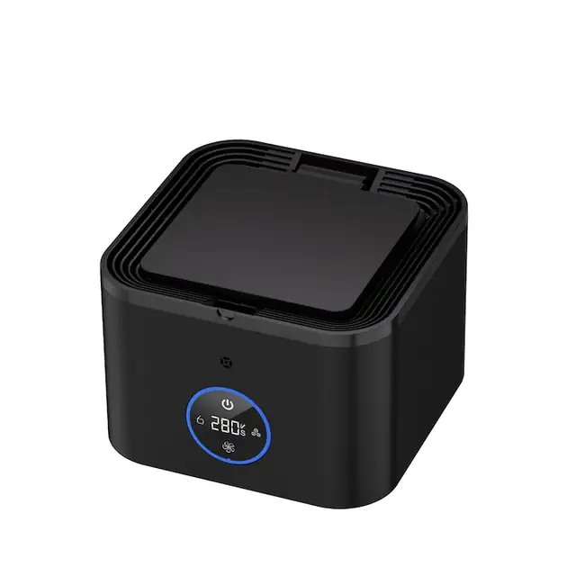 Purificator de aer, 4000 mAh, scrumiera, cu capac, filtru compozit, comutator cu senzor, lumina ambientala tricolora, ORBER, model detasabil, potrivit pentru eliminarea mirosului de fum, 136 x 136 x 96 mm, ABS + aliaj de aluminiu, negru