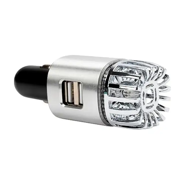 Purificator de aer 2-in-1 cu incarcator dual USB pentru masina, 5.6 milioane Pcs/cm, lumina albastra