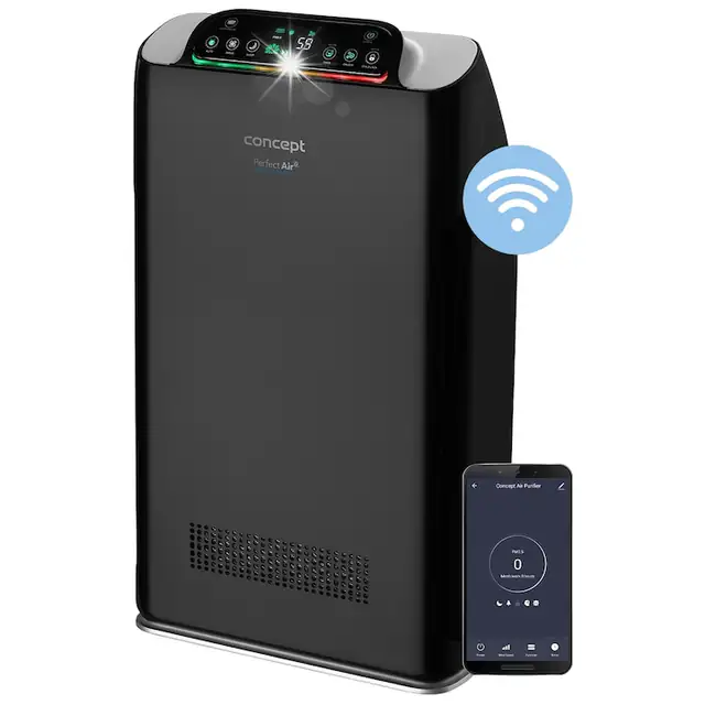 Purificator de aer Smart Concept CA2000, 3 viteze, 320 m3/h, negru/silver, 370x650x195mm