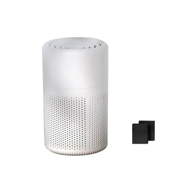 Purificator de aer automat, portabil USB, cu 2 filtre de carbon activ, negru, pentru birou si acasa