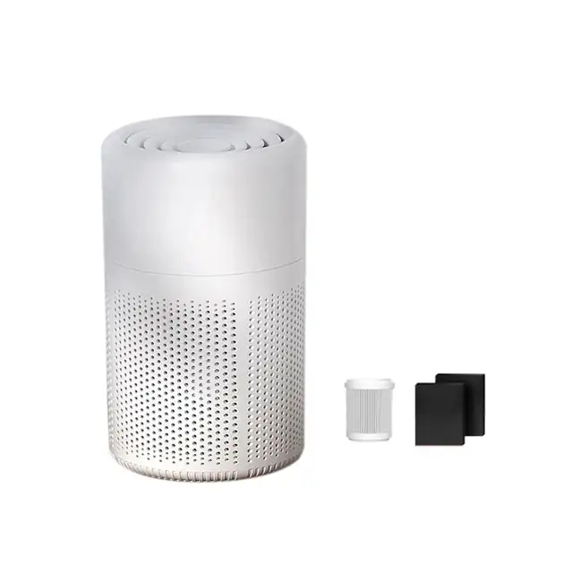 Purificator de aer automat, cu filtru HEPA, portabil USB, negru, set cu 2 filtre de carbon activ si 1 filtru HEPA