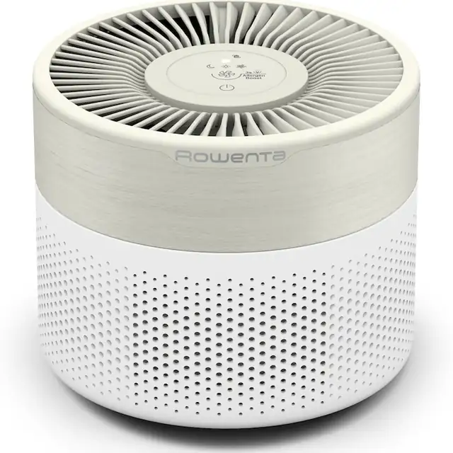Purificator de aer Rowenta Pure Air Mini PU1521F0, 22 m², filtrare HEPA Allergy+, CADR 85 m³/ora, mod silentios, ultra-compact, alb & crem