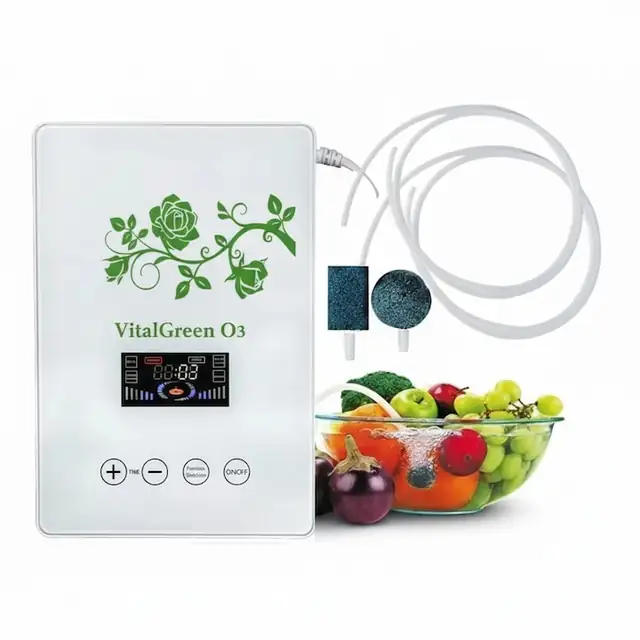 Purificator 3in1 cu Generator de Ozon VitalGreen O3 pentru Dezinfectare Aer, Apa si Alimente, Display LCD, Timer, fara Consumabile, Alb