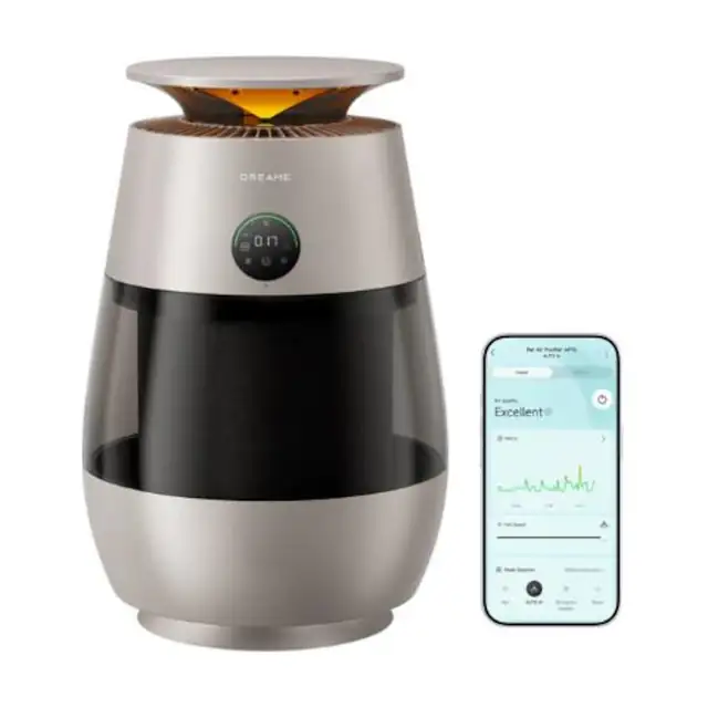 Purificator de aer Dreame Smart Home Pet AP10 CVF61A, Colectare 360, Display intuitiv, 4 moduri smart Argintiu
