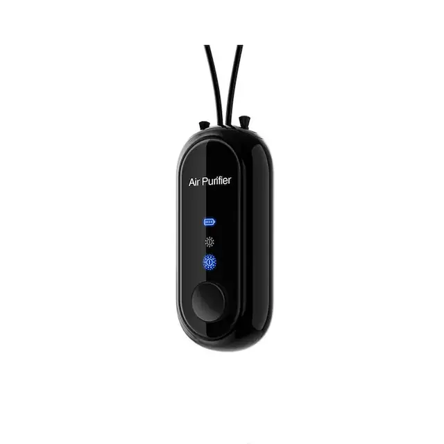 Purificator de aer portabil, purifica eficient aerul cu ioni negativi, potrivit pentru persoanele sensibile la poluarea atmosferica, 80 × 35 × 23 mm, negru