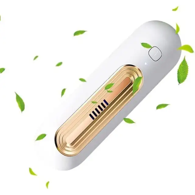 Deodorizer pentru frigider, generator ozon 20 mg/h, purificator aer portabil, USB, alb/auriu, 14.5x4.3x4.3 cm