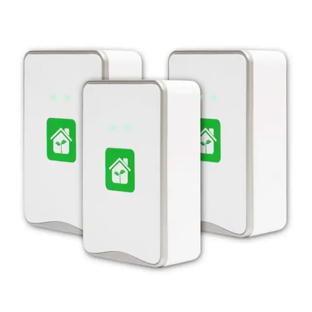 Purificator aer cu ioni negativi, set 3 bucati, alb-verde, 60x100x45mm
