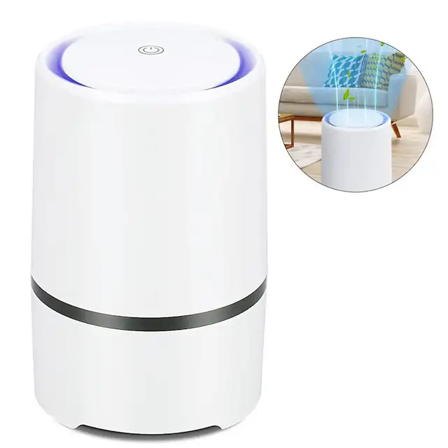 Purificator aer HEPA compact pentru fum, praf, polen, mirosuri, par animale, alb