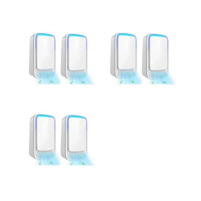 Purificator/ionizator de aer de priza, cu tehnologie ioni negativi, fara filtre, silentios, compatibil cu priza UK 90-250V, Alb, 6 bucati