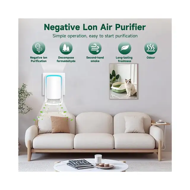 Ionizator de aer, purificator ionic pentru casa, generator ioni negativi, fara filtru, silentios, priza EU, alb, set 6 bucati