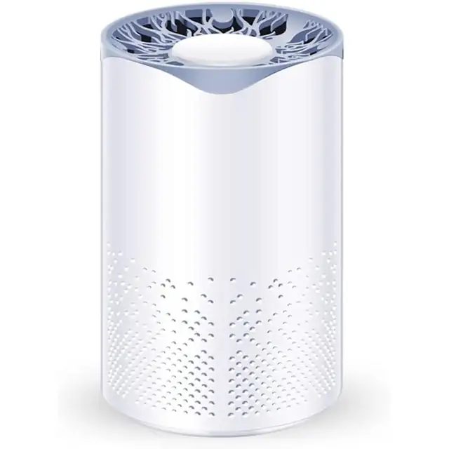 Purificator de aer portabil, purificator de camera, alimentare USB-C, filtru particule >0,3 µm, ultra-silentios, pentru camere pana la 20 m², alb/bleu deschis, 1 buc