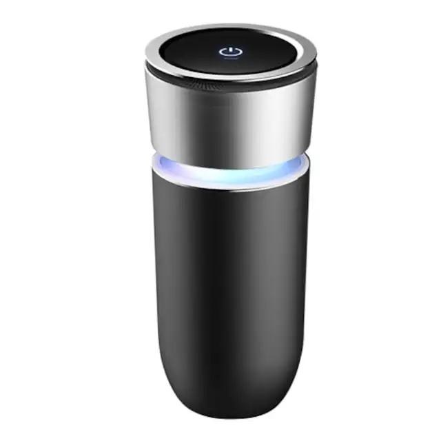 Purificator aer portabil auto, ionizator si eliminator de mirosuri pentru fum si praf, negru/argintiu, 1 buc