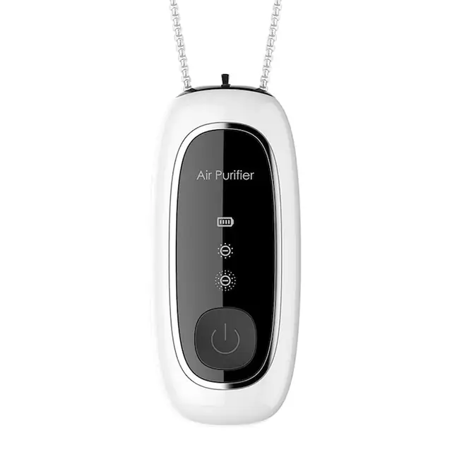 Purificator aer portabil, ionizator negativ, compact, alb/negru, 7x4x3cm