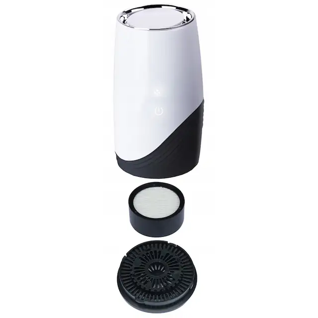 Purificator de aer/ionizator Kalorik AP1000 HEPA si filtru cu carbune activ, USB, CADR 35 m3/h, afisaj, senzori temperatura si umiditate, functie sleep, nivel zgomot 35 dB, Alb/Negru