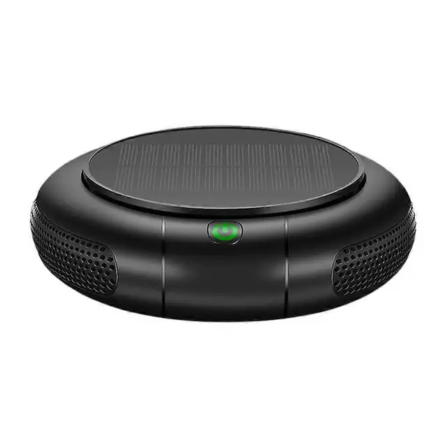 Purificator aer auto 2 in 1, incarcare solara si USB, negru, 15.5x4.5cm