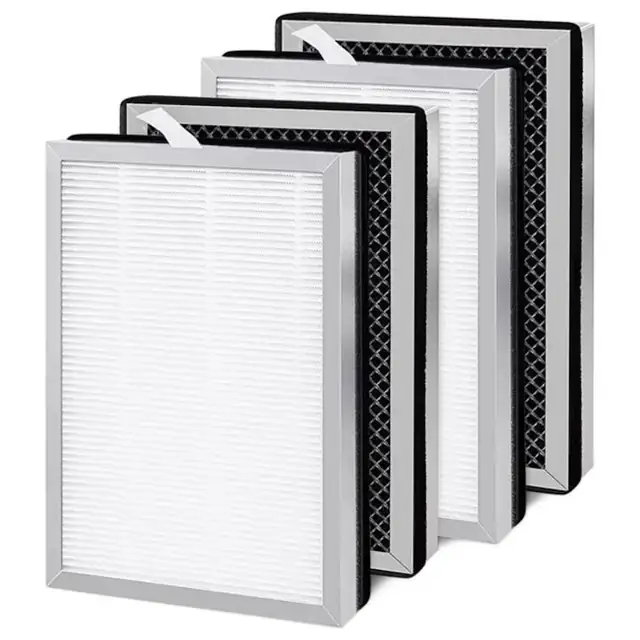 Filtre de schimb Medify MA-25, HEPA H13 (True HEPA) si prefiltru cu carbune activ, 3 in 1, alb/negru, set 4 bucati