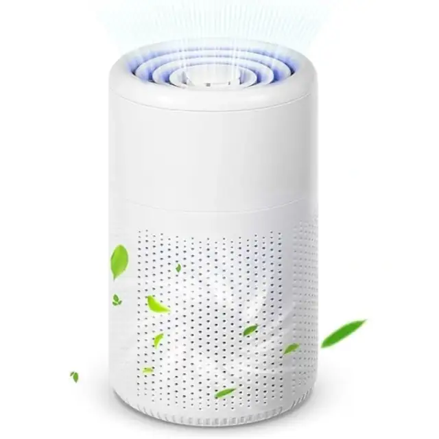 Mini purificator de aer / odorizant portabil, cu capsula de parfum, elimina particule de praf, poluanti si mirosuri, alb