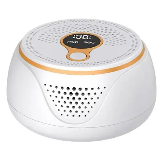 Purificator de aer portabil Mini Round, eliminator de miros pentru fum si animale, reincarcabil USB 1500mAh, cu 3 moduri, Alb, 1 buc