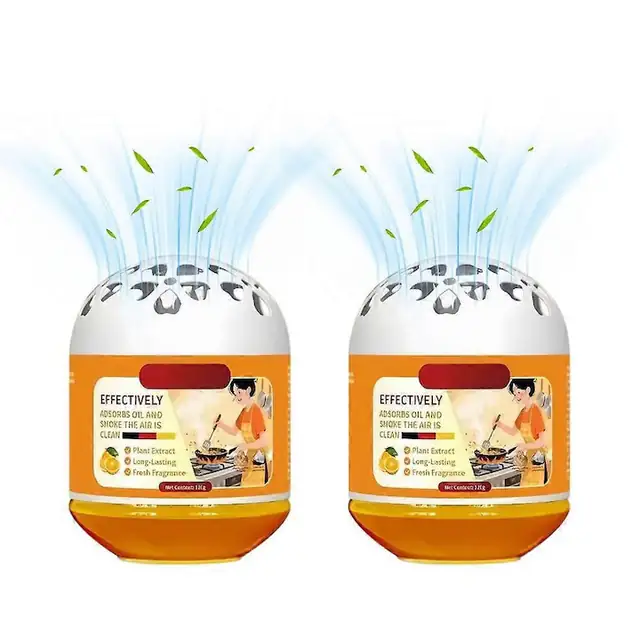 Absorbant de fum si neutralizator de miros Magic Box, compact si portabil, functionare continua fara consumabile, pentru bucatarie si masina, portocaliu, 2 bucati