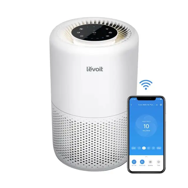 Purificator aer Levoit Core 200S, 187 mc/h, 37 W, suprafata de acoperire 35 mp, Wi-Fi, control touch, 3 trepte, timer, filtru HEPA, Carbon, alb