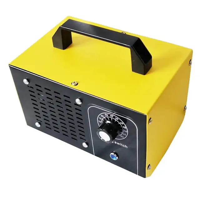 Generator de ozon Purificator aer, Aparat cu ozon portabil, Ozon 60 g/h, Putere 120 W, Tensiune 220 V cu stecher UE, Dezinfectare, indepartare mirosuri si formaldehida, Galben