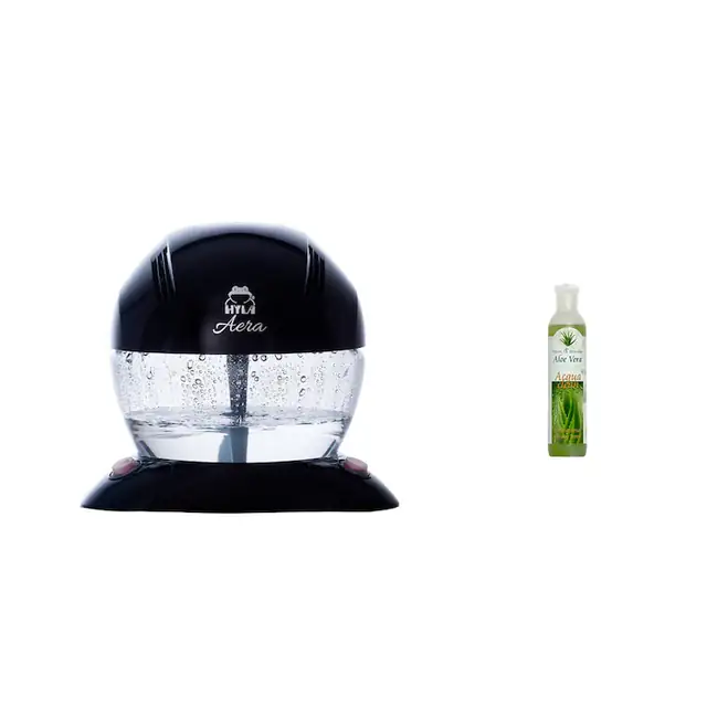 Purificator de aer ecologic pe baza de apa Hyla Aera, lampa LED in 7 culori, 13W, Negru + Ulei dezinfectant natural Acqua Clean cu Aloe Vera si Ulei de masline, 250 ml
