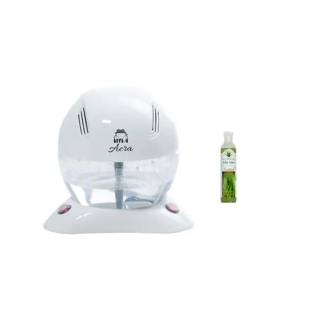 Purificator de aer ecologic pe baza de apa Hyla Aera, lampa LED in 7 culori, 13W, Alb + Ulei dezinfectant natural Acqua Clean cu Aloe Vera si Ulei de masline, 1000 ml
