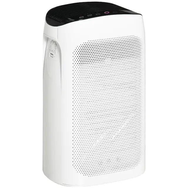 Purificator aer Homcom, filtru HEPA 3 straturi, touch, mod somn, 32.7x22x55.8cm, alb/negru