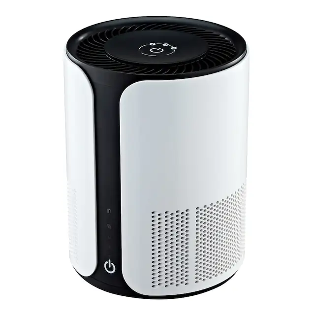 Purificator de aer Reecomer, 3 trepte de putere, functie ionizare, 18 m², 2 filtre, HEPA si carbune activ, 27.2x26.2x33.1 cm