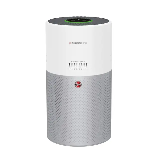 Purificator de aer, Hoover, HHP30C 011, functii inteligente, filtrare tripla, control al calitatii aerului cu mai multi senzori, Alb/Gri