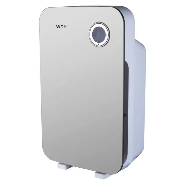 Purificator de aer WDH Germany, ionizare, prefiltru, filtre carbune activ, HEPA, 60W, 40 m², 200 m³/h, ecran LCD, timer Alb/Argintiu