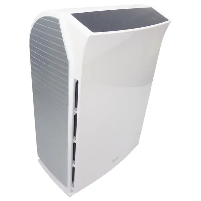 Purificator de aer WDH Germany, UV-C, ionizare, prefiltru, filtre carbune activ, catalizator, HEPA, 72W, 60 m², 470 m³/h, Alb/Gri
