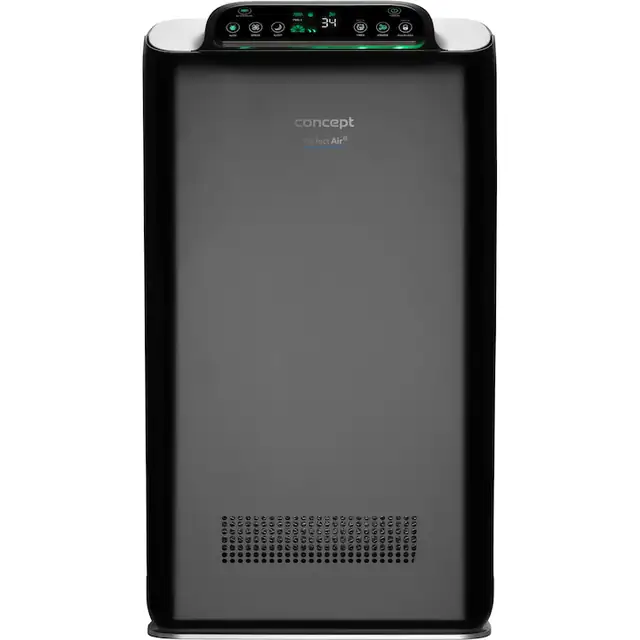Purificator Concept CA2000, 80 W, 320 m3/h, 5 trepte filtrare, Timer, Senzor particule, Telecomanda, H 65 cm, Negru