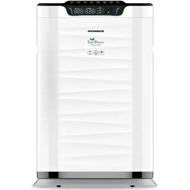 Purificator de aer Heinner HPA-600WIFI, CADR 600m³/h, 42~72m ², Control tactil cu display, Control WIFI, Telecomanda, Filtru HEPA H11, Generator ioni negativi, Senzor PM 2.5, Alb