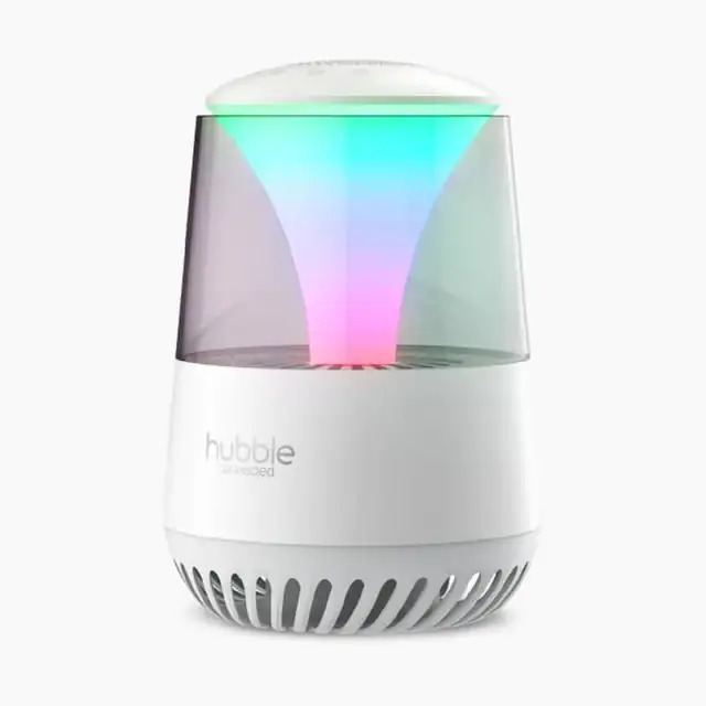 Purificator de aer Hubble Connected Pure 3-in-1, Boxa Bluetooth, Lumina de veghe, alb